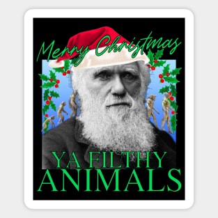 Merry Christmas Ya Filthy Animals - Charles Darwin Santa Magnet